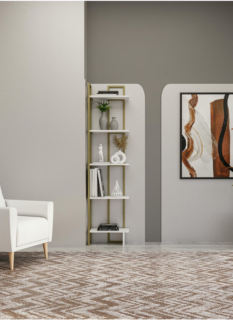 Decorotika Alice 180 tall Metal Frame Manufactured Wood Corner Bookcase | Bookshelf, Storage Rack  - Image 2
