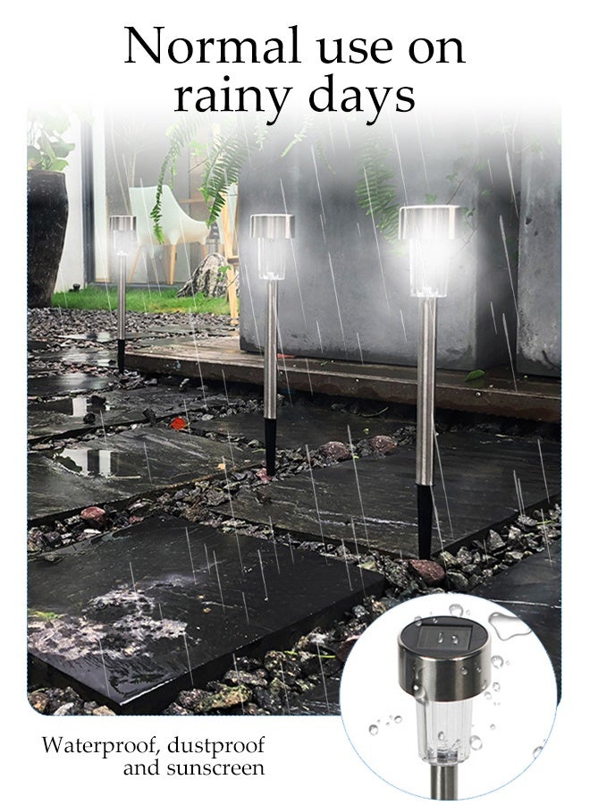 Solar Lights Outdoor Waterproof,5 Pack Stainless Steel LED Solar Garden Lights for Patio, Lawn, Yard and Landscape(Cold White) - Image 5