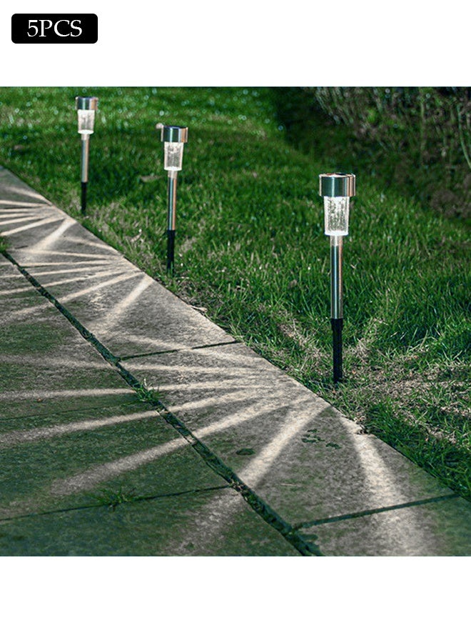 Solar Lights Outdoor Waterproof,5 Pack Stainless Steel LED Solar Garden Lights for Patio, Lawn, Yard and Landscape(Cold White) - Image 2