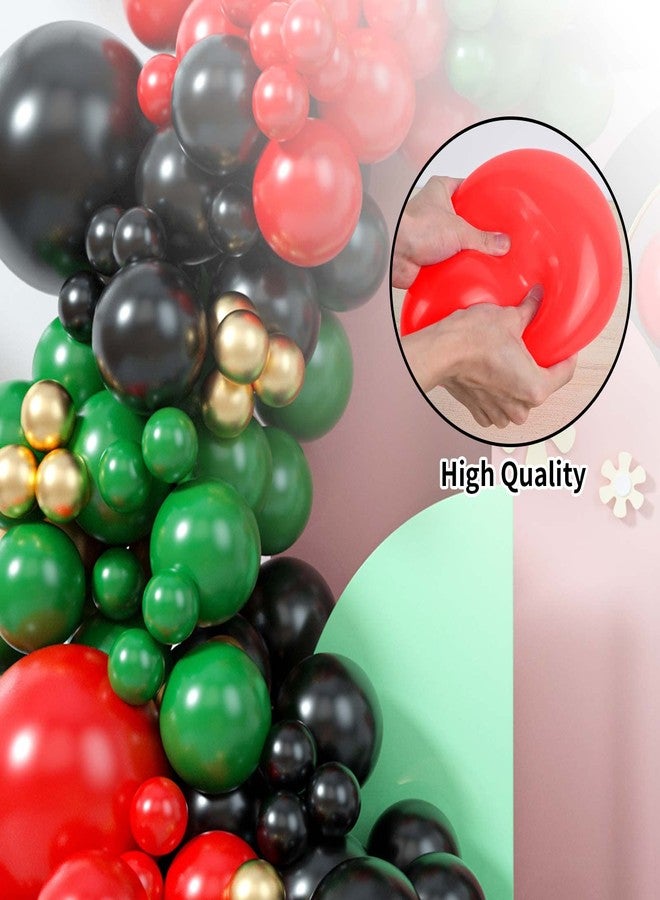 Teslite 126Pcs Balloon Garland Kit Red Green Black, Different Sizes Red Black Dark Green Balloon Arch Kit Metallic Gold Balloons, Red Black Green Latex Balloons for Birthday Christmas New Year Party Decor - Image 5