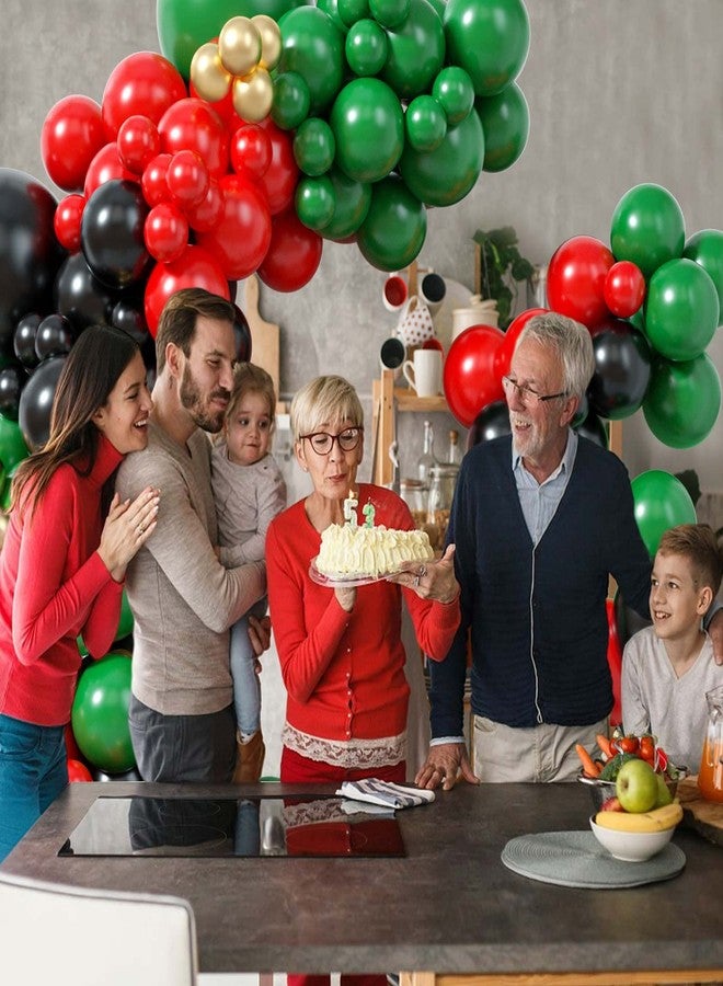 Teslite 126Pcs Balloon Garland Kit Red Green Black, Different Sizes Red Black Dark Green Balloon Arch Kit Metallic Gold Balloons, Red Black Green Latex Balloons for Birthday Christmas New Year Party Decor - Image 4