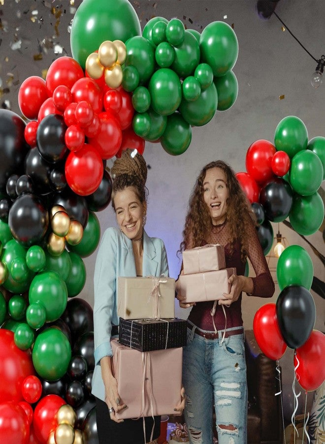 Teslite 126Pcs Balloon Garland Kit Red Green Black, Different Sizes Red Black Dark Green Balloon Arch Kit Metallic Gold Balloons, Red Black Green Latex Balloons for Birthday Christmas New Year Party Decor - Image 3