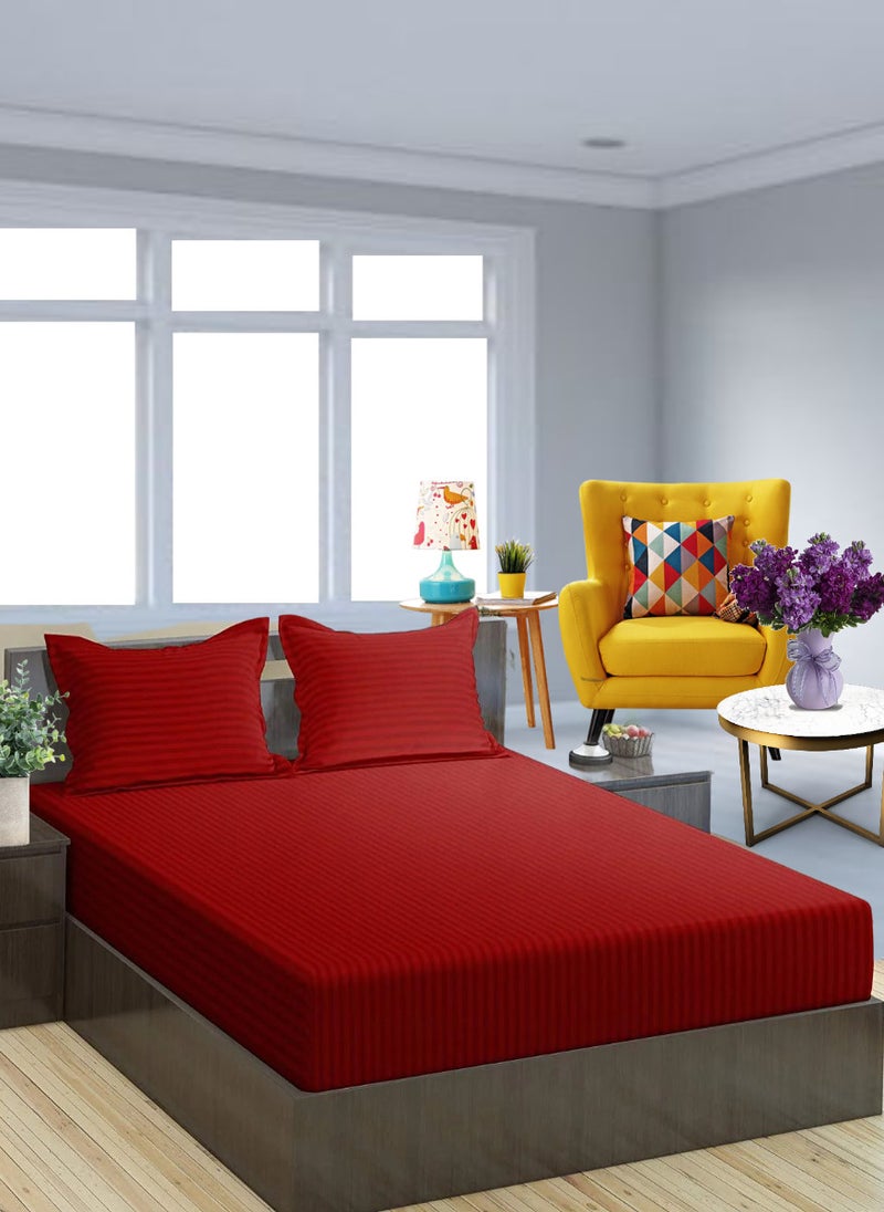Blueberry Red Extra Deep Pocket Double Size Sheets Cotton 3 Piece Sheet Set 150x200+20cm  - Image 1