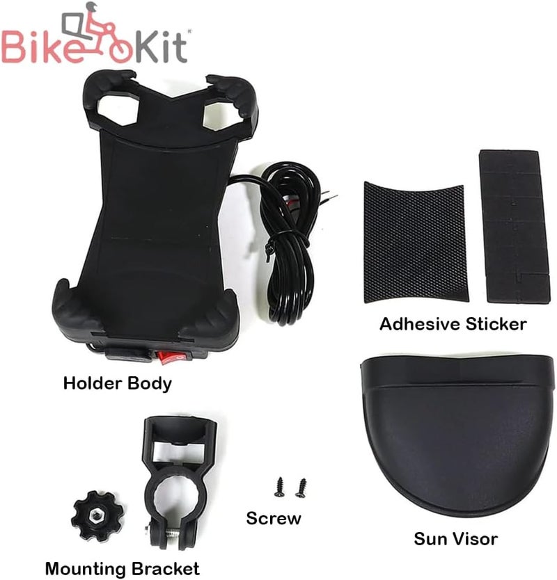 Bike Kit BikeKit Motorcycle Phone Holder with Charger, Sunshade, One-Button Lock, Waterproof, 360° Rotatable, Universal Phone Stand for Bikes, Scooters, E-Bikes, Secure Bike Phone Mount for GPS Navigation - Image 4