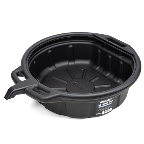 NEIKO 20760A Large Oil Drain Pan, 4 Gallon (16L) Capacity, Black Plastic Anti Splash Oil Pan, Motor Oil Drip Catcher Pan, Non Spill Pour Spout, Oil Catch Pan for Changing Oil, Oil Drain Container - Image 1