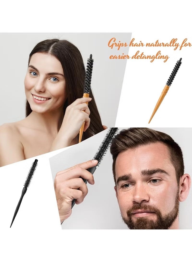 2 قطعة فرشاة شعر مستديرة صغيرة لتجفيف الشعر، فرشاة مستديرة صغيرة بمقبض خشبي مقاومة للحرارة العالية فرشاة دوارة مضادة للكهرباء الساكنة فرشاة حرارية للشعر الرقيق والقصير والغرة واللحية والتجعيد - Image 5