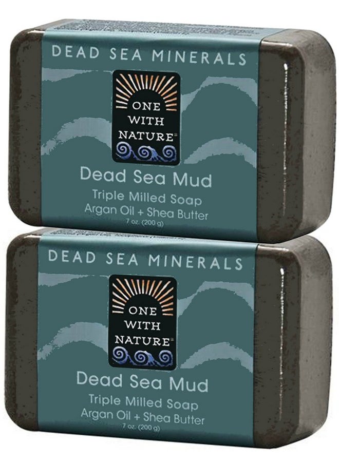 ONE WITH NATURE Dead Sea Salt Mud Argan Oil And Shea Butter Triple Milled Soap (Pack Of 2) 