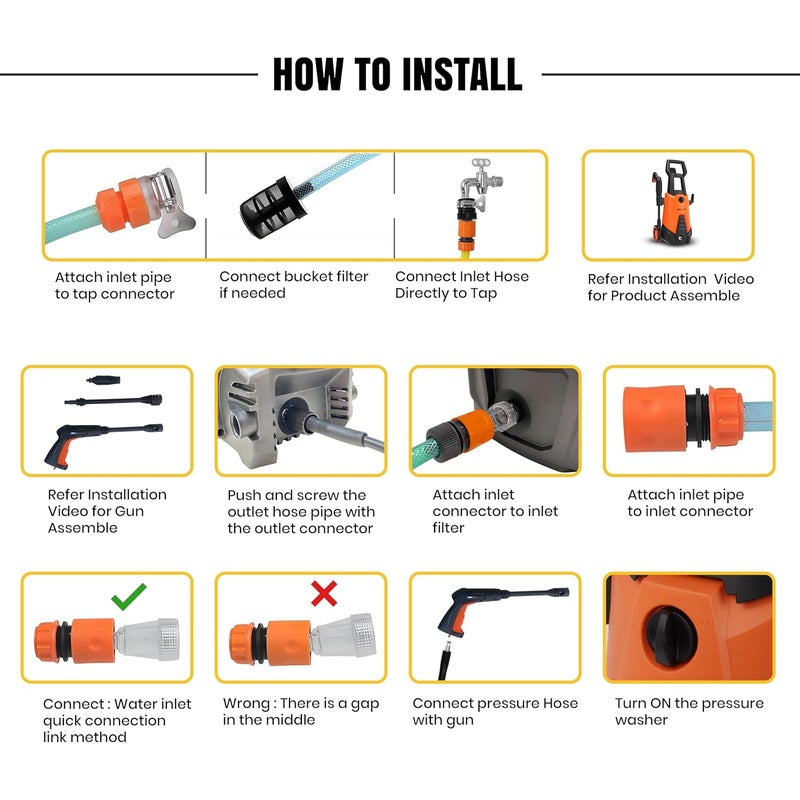 IBELL WIND66 High Pressure Washer 1550W Motor 120 Bar Car Washer High Pressure Gun 67 LMin Flow 5M Hose Portable Pressure Washer for Car Bike Home Outdoor Cleaning - Image 4