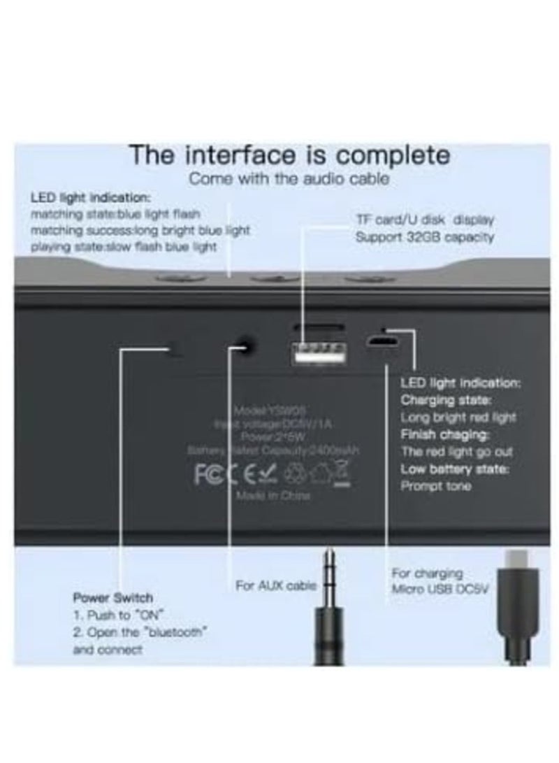 YESIDO YSW05 Rechargeable Stereo Bass Bluetooth 5.0 Speaker Music Player Subwoofer Support TF U-Disk. - Image 4
