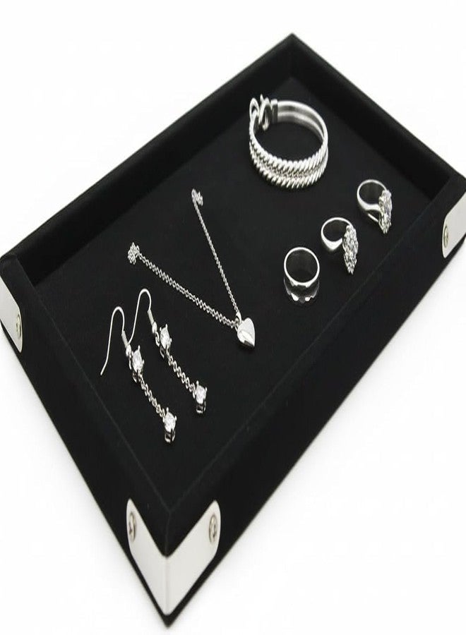 SENTONI Black Velvet Jewellery Finding Beading Tray Finding Display Organiser Perfect for Necklaces and Bracelets Jewellery Cosmetic Organizer Tray 12x9 Inch Pack of 2 (Black) - Image 3
