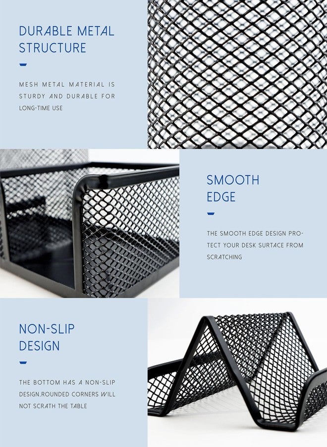 GAUENEEN Desk Organizer Set, 6 Piece Mesh Office Accessories, Pen Holder, Phone Stand, Clip Holder, Desktop Storage Set, Black - Image 4