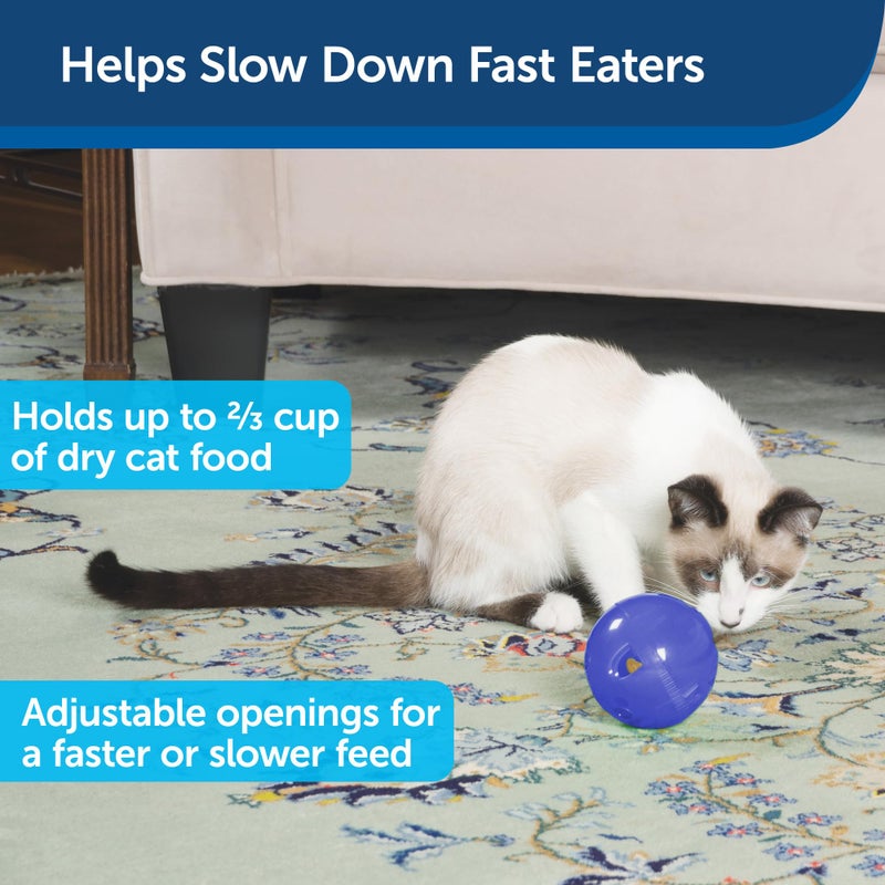 PetSafe SlimCat Interactive Feeder - Combines Play with Mealtime - Adjustable Portions - BPA-Free Plastic - Slow Feeder for Digestion - Lightweight, Dishwasher-Safe Toy - Blue - Image 2