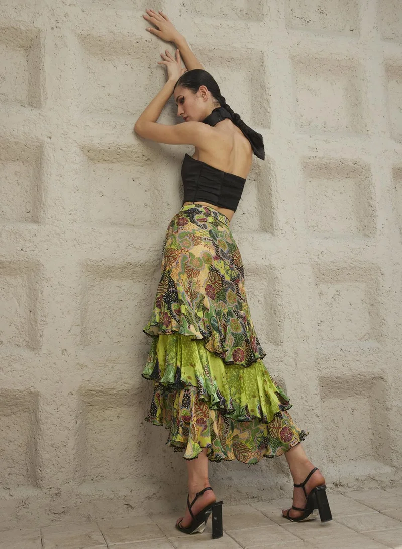 Bhanuni By Jyoti  LIME GREEN MAXI SKIRT for Women | Best Price UAE