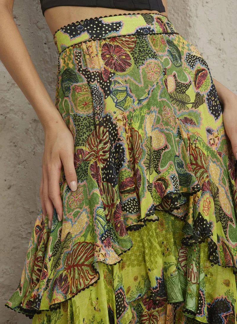 Bhanuni By Jyoti  LIME GREEN MAXI SKIRT for Women | Best Price UAE