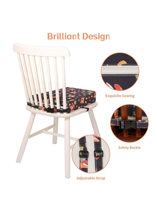 SMZCTYI Toddler Booster Seat For Dining Table Stronger Support Double Safe Straps Booster Seat Dining Toddler Portable Travel Increasing Cushion (Black Fox) - Image 3