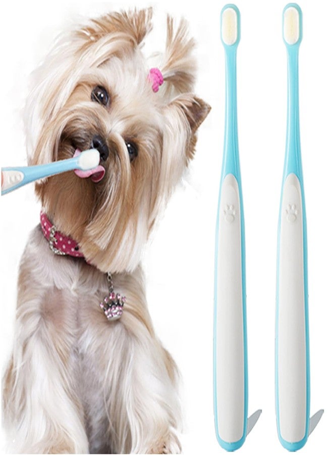 MoonyMars Small Dog Toothbrush, Cat & Puppy Tooth Brushing Kit, Ultra Soft & Mini Head Teeth Brush for Kitten & Tiny Pet, Doggy Toothbrushes Deep Dental Cleaning, 2 PCS - Blue - Image 1