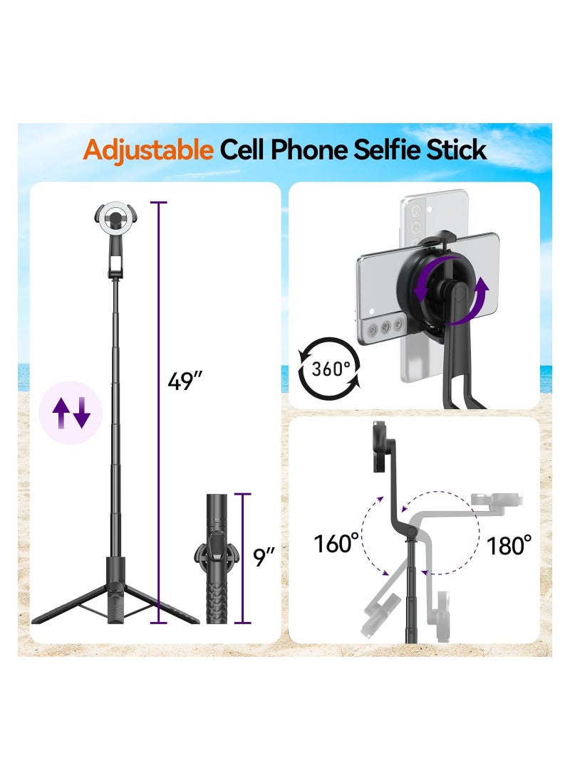 Excefore - Phone Tripod 49'' Magnetic Selfie Stick for iPhone with Remote, Extendable Phone Tripod Stand for All Cell Phones, Detachable Wireless Remote, Portable Phone Tripod for Selfie/Photo/Live/Vlog - Image 1