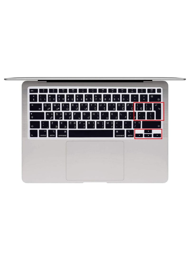 AMM EU/UK Version Arabic English Ultra Thin Silicone Keyboard Cover for MacBook New Air 13-Inch with Retina Display Touch ID Model A2179/A2337 M1 Chip Release 2021/2020 Black  - Image 3