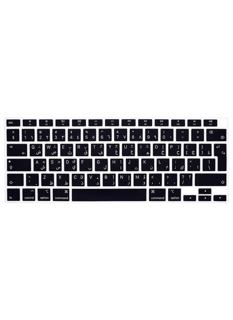 AMM EU/UK Version Arabic English Ultra Thin Silicone Keyboard Cover for MacBook New Air 13-Inch with Retina Display Touch ID Model A2179/A2337 M1 Chip Release 2021/2020 Black  - Image 1