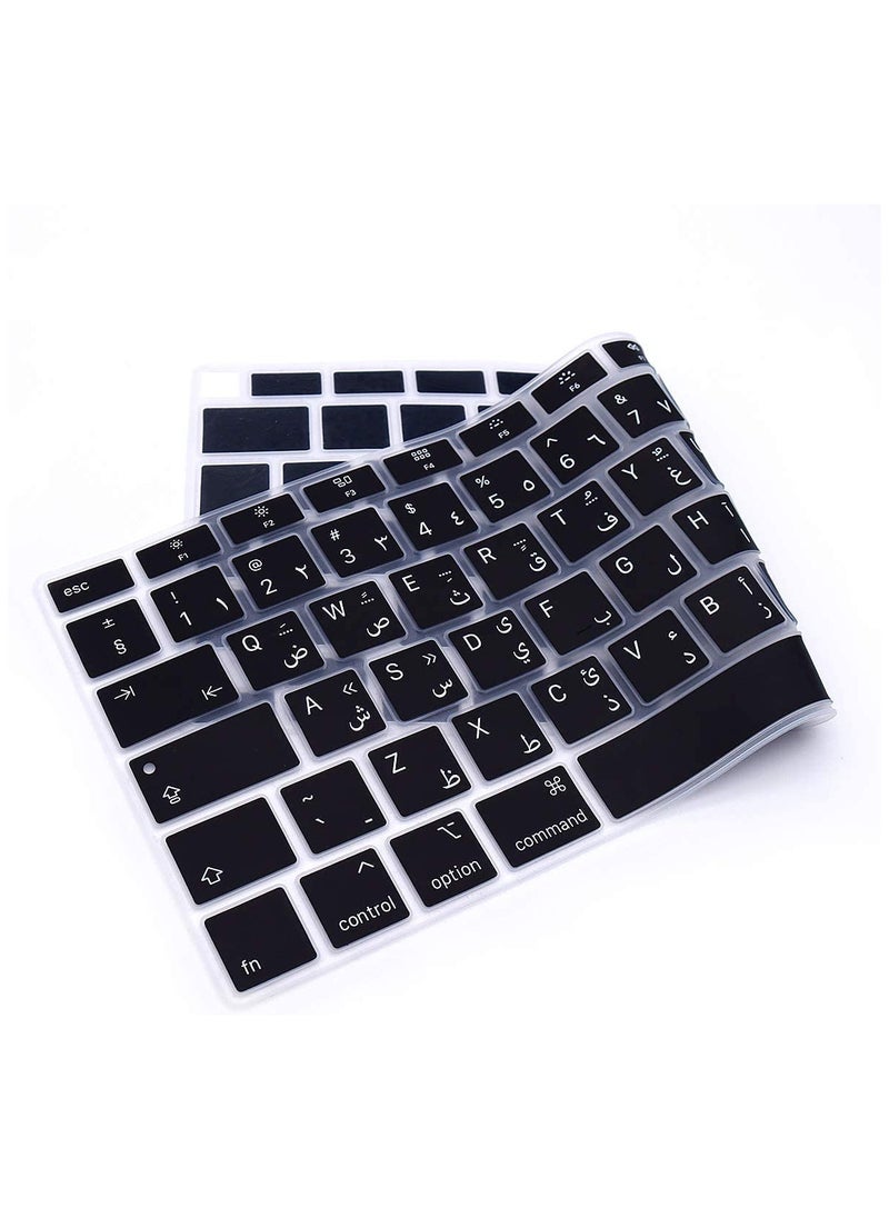 AMM EU/UK Version Arabic English Ultra Thin Silicone Keyboard Cover for MacBook New Air 13-Inch with Retina Display Touch ID Model A2179/A2337 M1 Chip Release 2021/2020 Black  - Image 4