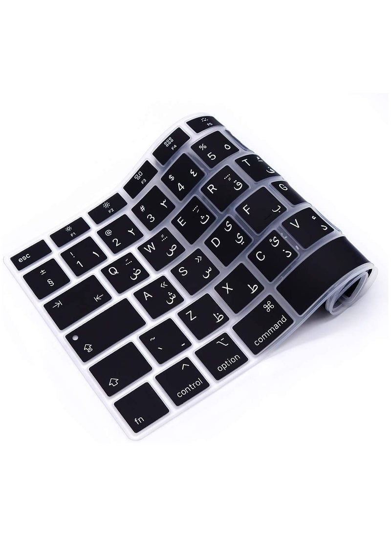 AMM EU/UK Version Arabic English Ultra Thin Silicone Keyboard Cover for MacBook New Air 13-Inch with Retina Display Touch ID Model A2179/A2337 M1 Chip Release 2021/2020 Black  - Image 5