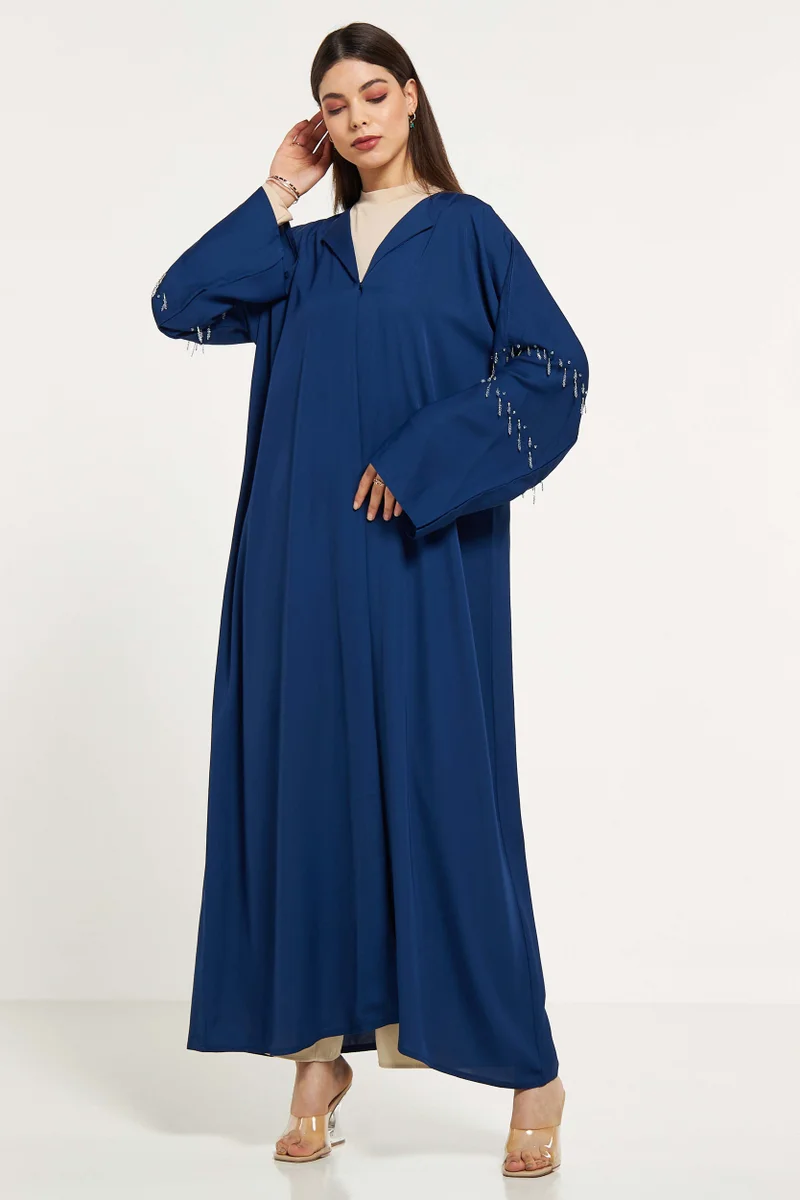 Moistreet Embellished Flared Sleeve Abaya