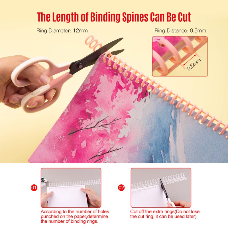 Binding Spines Combs 10Pcs Colored 30-Hole 12Mm Ring Diameter - Cylindrical Design Easy Page Turning Cuttable Length Loose Leaf Binders For A4 A5 A6 A7 B5 Notebook Paper Binding - Image 5