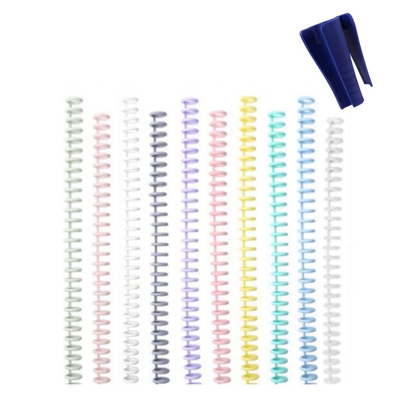 Binding Spines Combs 10Pcs Colored 30-Hole 12Mm Ring Diameter - Cylindrical Design Easy Page Turning Cuttable Length Loose Leaf Binders For A4 A5 A6 A7 B5 Notebook Paper Binding - Image 1