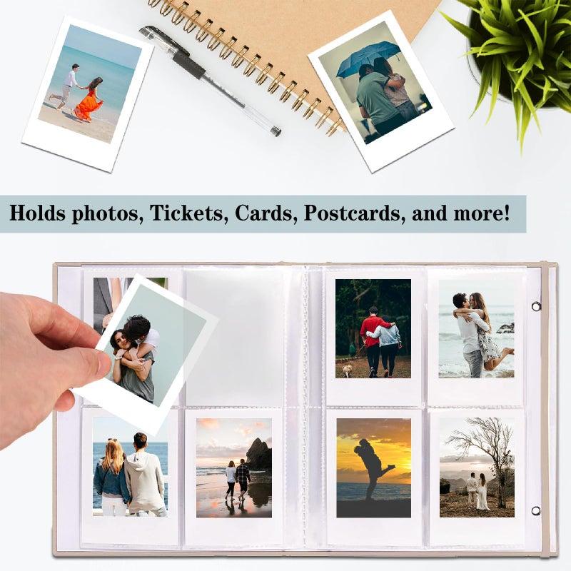 Sprsthai Mini Instax Photo Album 208 Photos 2x3 Inch Pictures Book for Fujifilm Polaroid Instant Camera, Linen Hardcover Polaroid Book for Photos Travel Family Anniversaries Baby Vacations Beige 1 Pack - Image 2