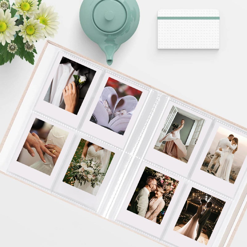 Sprsthai Mini Instax Photo Album 208 Photos 2x3 Inch Pictures Book for Fujifilm Polaroid Instant Camera, Linen Hardcover Polaroid Book for Photos Travel Family Anniversaries Baby Vacations Beige 1 Pack - Image 3