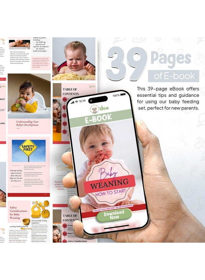 O'doe 17-Piece BPA-Free Silicone Baby Feeding Set | Thick & Soft Suction Plates, Baby Bowls, Wooden Fork & Spoon, and More | Make Mealtime Fun and Easy for Your Little One (Grey, V2) - Image 4