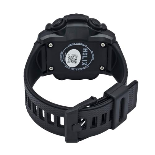 Helix by Timex Ana Digital Watch for Man with Black Round Dial & Black Silicone Strap Band Water Resistant Men's Wrist Watches - TWESK7603T - Image 3