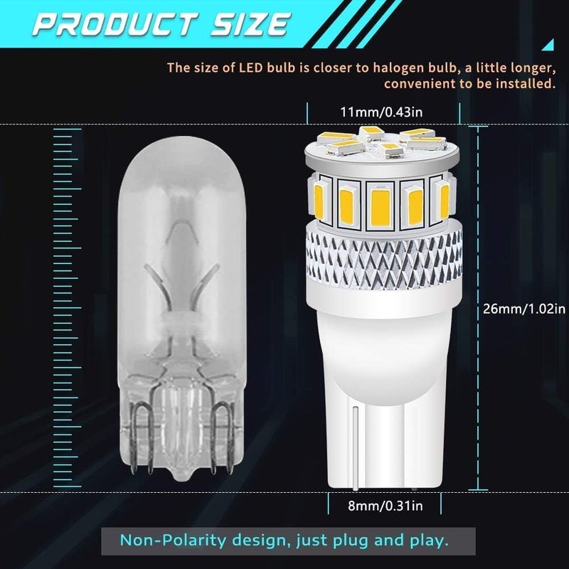 Alopee 4-Pack T10 LED Light Bulbs - Warm White - Image 2