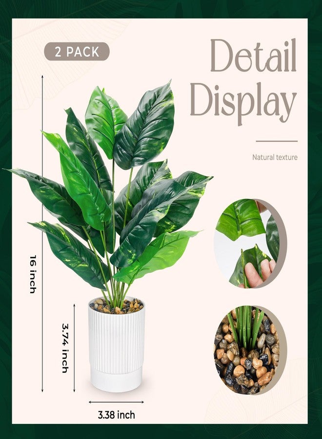 Der Rose 2 Pack 16" Fake Plants Artificial Tropical Plants Indoor Faux Greenery for Home Office Desk Bathroom Decor - Image 3