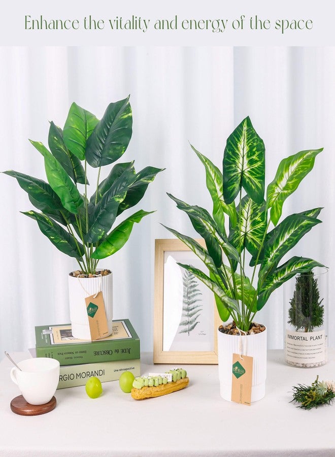 Der Rose 2 Pack 16" Fake Plants Artificial Tropical Plants Indoor Faux Greenery for Home Office Desk Bathroom Decor - Image 2