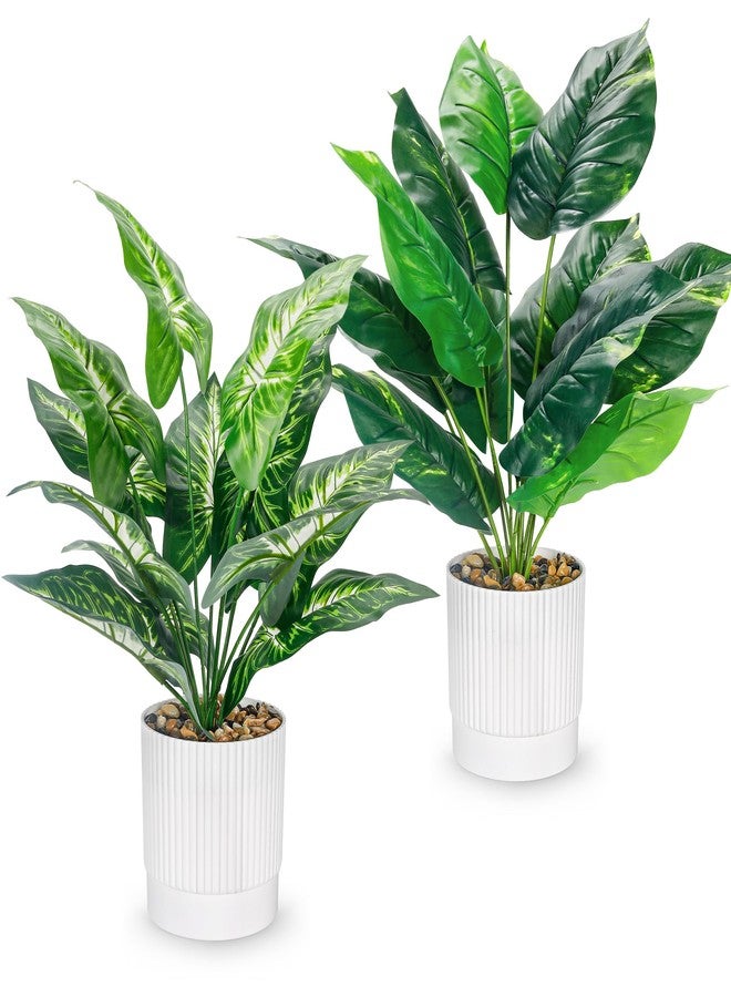 Der Rose 2 Pack 16" Fake Plants Artificial Tropical Plants Indoor Faux Greenery for Home Office Desk Bathroom Decor - Image 1