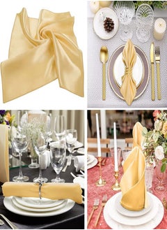 FASHION Satin Napkins Square Table Napkins 10Pcs 17x17 "Soft Dinner Napkins Elegant Silk Napkins For Dinner Wedding Parties Soft Smooth Fabric Washable Napkins For Parties, Wedding Dinners  - Image 3
