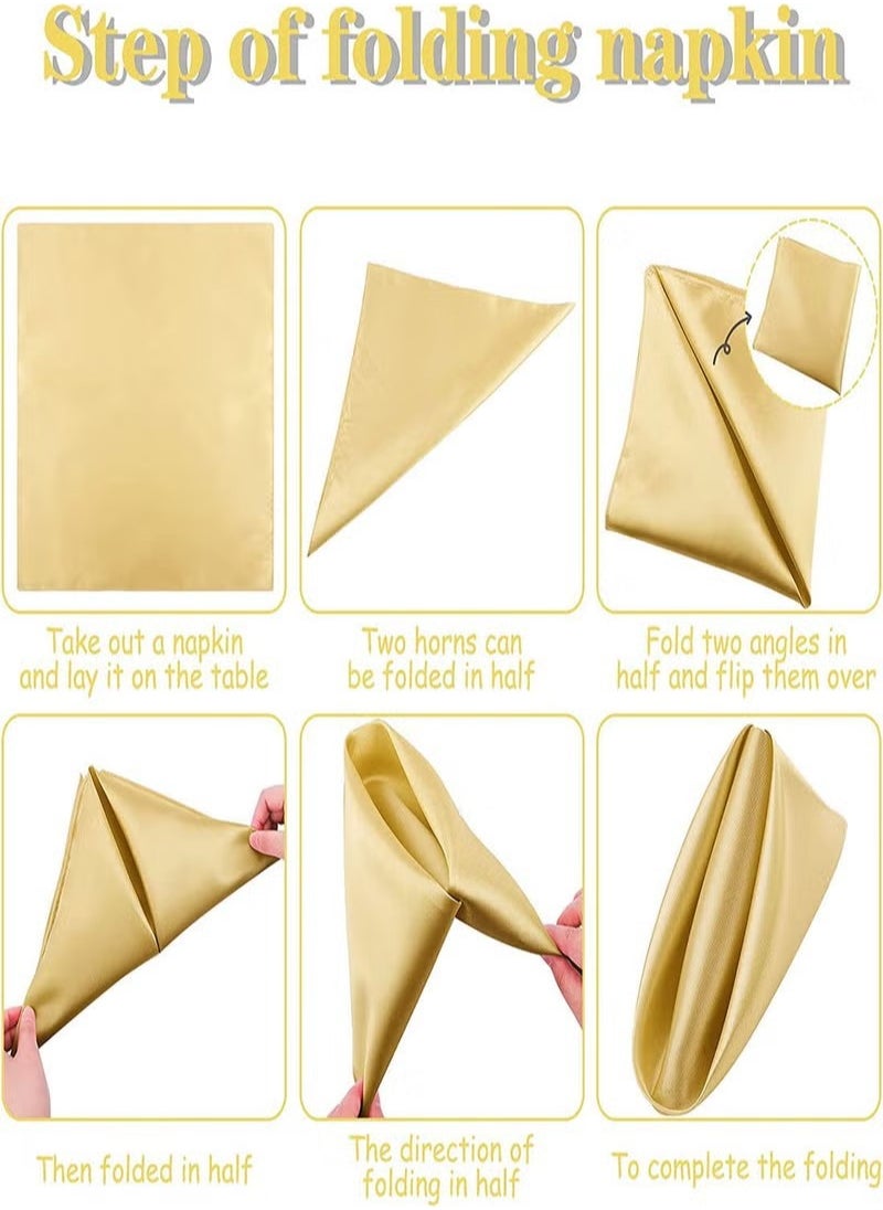 FASHION Satin Napkins Square Table Napkins 10Pcs 17x17 "Soft Dinner Napkins Elegant Silk Napkins For Dinner Wedding Parties Soft Smooth Fabric Washable Napkins For Parties, Wedding Dinners  - Image 5