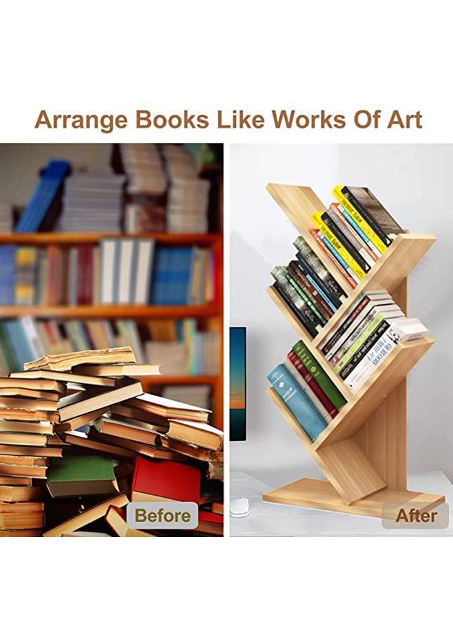 Arabest Desktop Tree Bookshelf,Display Storage Shelf 5Tier,Wood Bookcase For Home/School/Book/Magazine/Office/StudyTable/Bedroom (Beige) - Image 4