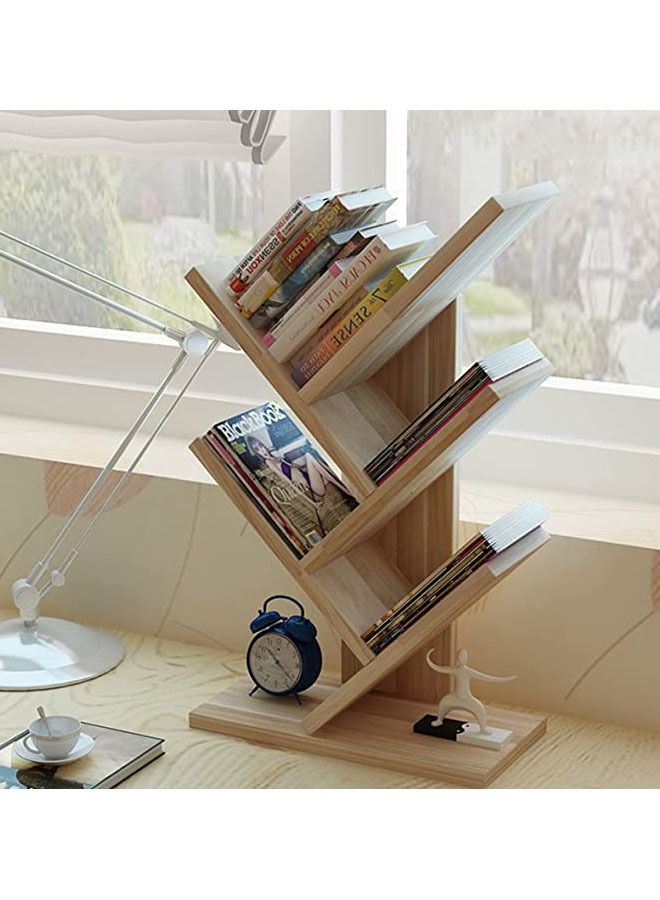 Arabest Desktop Tree Bookshelf,Display Storage Shelf 5Tier,Wood Bookcase For Home/School/Book/Magazine/Office/StudyTable/Bedroom (Beige) - Image 2