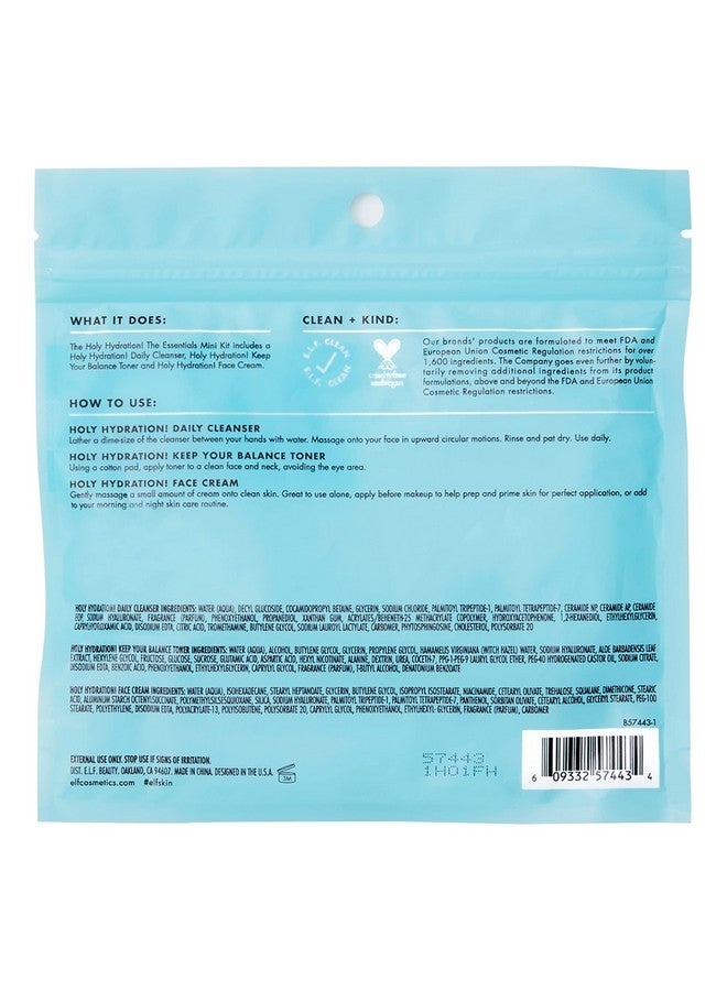 elf e.l.f. Skin Holy Hydration! The Essentials Mini Kit, Cleanser, Toner & Moisturizer for Hydrated & Balanced Skin, TSA-Friendly Sizes - Image 5