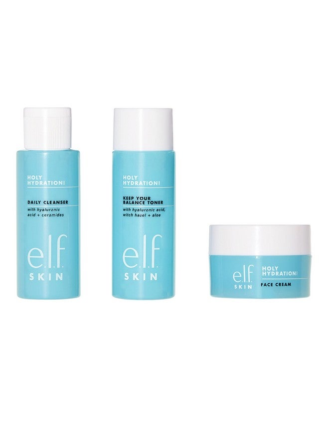 elf e.l.f. Skin Holy Hydration! The Essentials Mini Kit, Cleanser, Toner & Moisturizer for Hydrated & Balanced Skin, TSA-Friendly Sizes - Image 1