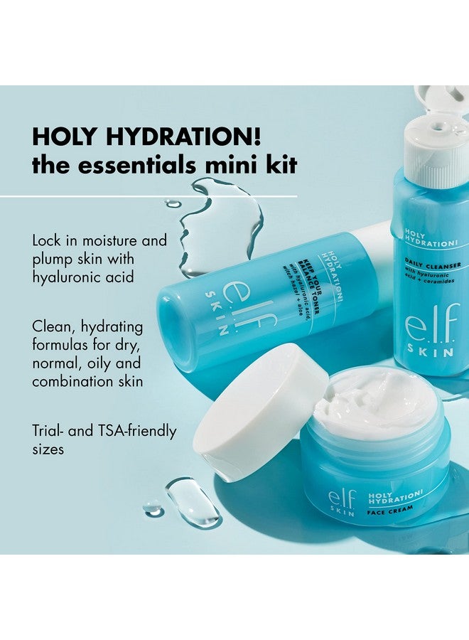 elf e.l.f. Skin Holy Hydration! The Essentials Mini Kit, Cleanser, Toner & Moisturizer for Hydrated & Balanced Skin, TSA-Friendly Sizes - Image 3