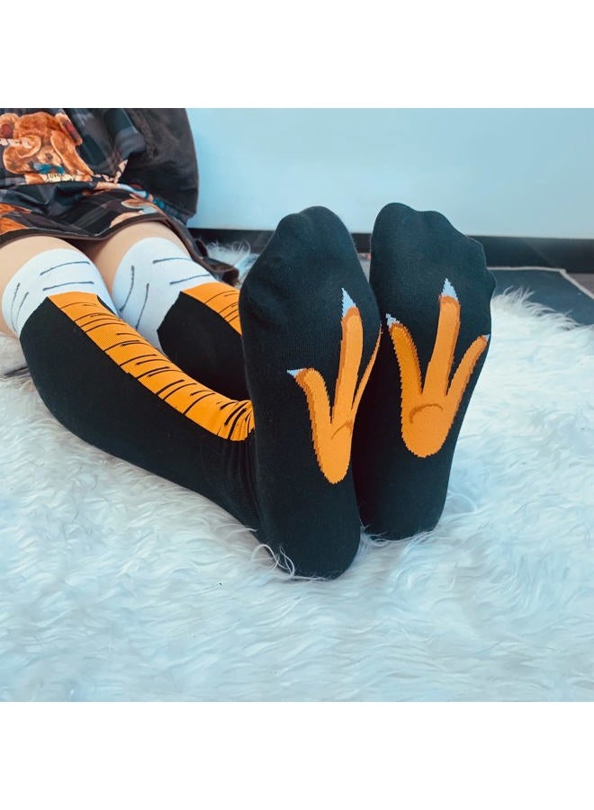 WHOTAY Knee-High Chicken Leg Socks, Funny Novelty Calf Socks for Chicken Gag Gifts, Chicken Feet Socks for Women, Man and Kids - Image 4