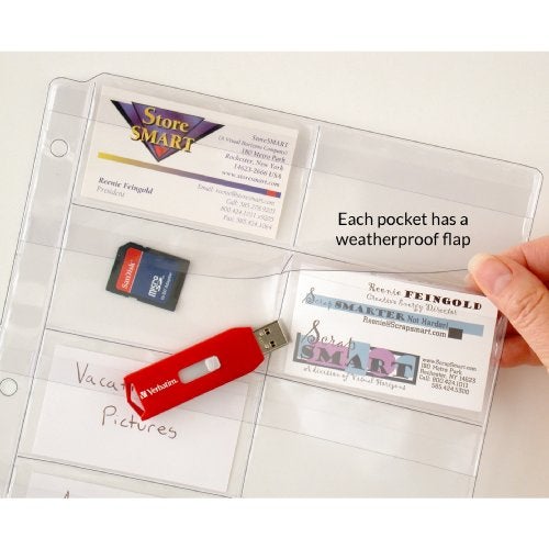 STORE SMART StoreSMART® - Plastic Pages - Memory (SD) Cards and Business Cards - with Flaps - for 3-Ring Binders - 10-Pack - VH308F-10 - Image 3