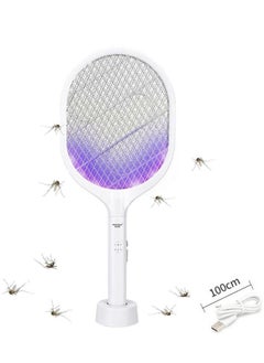 SKY-TOUCH 2 in 1 Dual Modes Electric Bug Zapper Handheld Fly Swatter with USB Rechargeable Base Anti-Mosquito with Purple Mosquito Light for Home Bedroom Kitchen Office Backyard Patio Camping  - Image 1