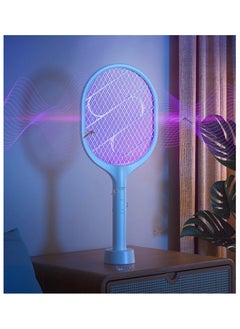 SKY-TOUCH 2 in 1 Dual Modes Electric Bug Zapper Handheld Fly Swatter with USB Rechargeable Base Anti-Mosquito with Purple Mosquito Light for Home Bedroom Kitchen Office Backyard Patio Camping  - Image 2