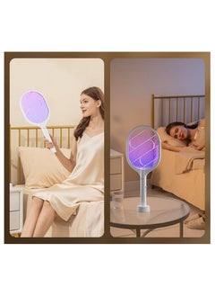 SKY-TOUCH 2 in 1 Dual Modes Electric Bug Zapper Handheld Fly Swatter with USB Rechargeable Base Anti-Mosquito with Purple Mosquito Light for Home Bedroom Kitchen Office Backyard Patio Camping  - Image 5