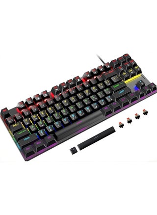 English Arabic Mechanical Gaming Keyboard with LED Backlit, 87 Keys Quick Response USB Interface Esport Waterproof Wired Keyboard for Windows,MacOS,Android PC Gamers  Black - pzsku/Z087FE876E12BC146F692Z/45/_/1730095402/d4819a6e-ee95-454a-994f-d18662cc290d