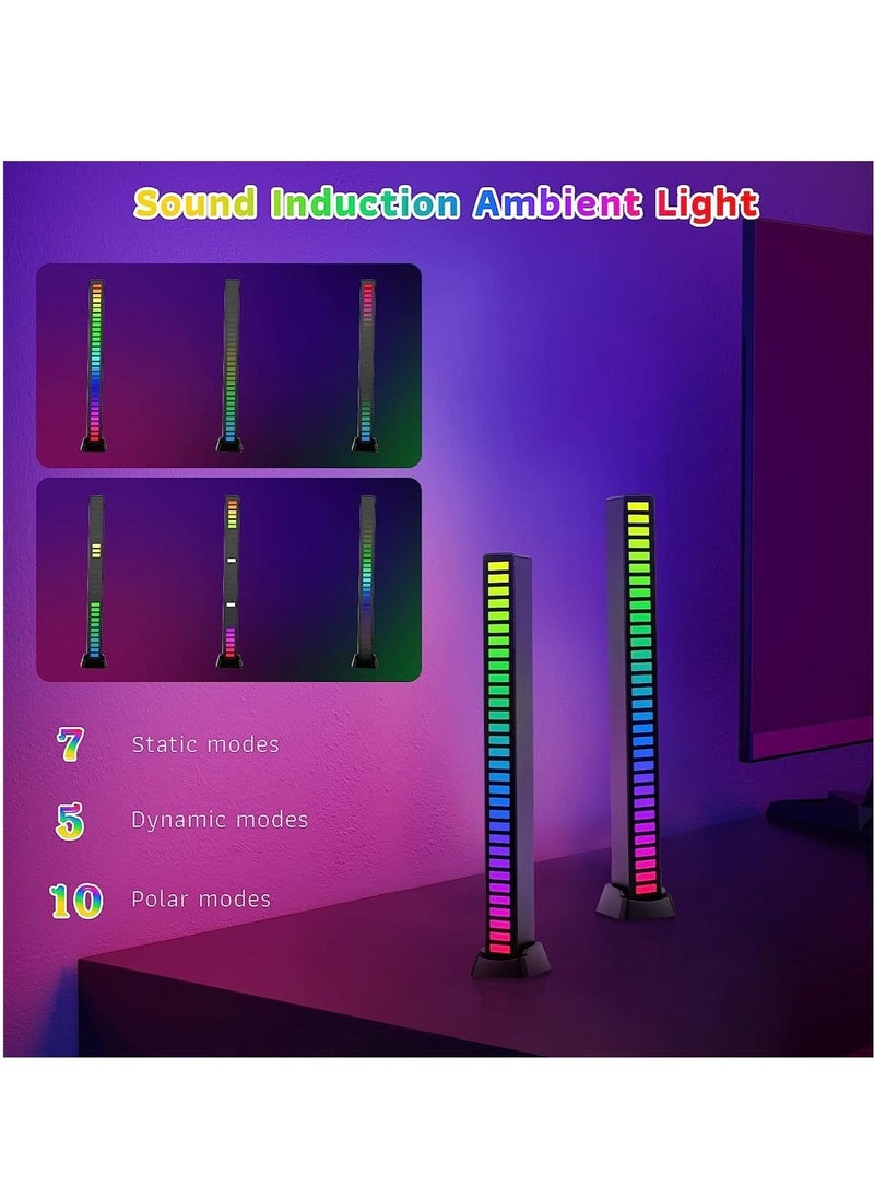 Beauenty - 1pc RGB Voice-Activated Pickup Rhythm Light, Music Rhythm Light, Sound Control Ambient Light, Rechargeable USB Smart LED Light Bar, Music Level Indicator, 32 Bit Wireless for PC Desktop Car Gaming - Image 1
